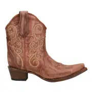 Circle G by Corral Triad Embroidered Snip Toe Pull On Cowboy Booties Womens Size