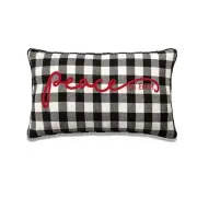 Peace On Earth On Black And White Buffalo Check With Polyester Insert Pillow