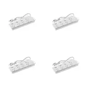 4PK Moki 4 Socket Electrical Powerboard w/ Switches Home/Office Power Ext White