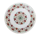 23" Marble coffee side Table Top floral semi precious stones inlay art work