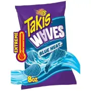 Takis Blue Heat Waves 8 oz Bag, Hot Chili Pepper Wavy Potato Chips
