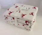 Pottery Barn Jumping Reindeer Organic Flannel Queen Sheet Set ~ Stag ~New w/Tags