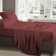 Luxor Double Burgundy 1000TC Silk Silky Feel Satin Sheet Set