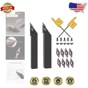 Durable 3/8in Dual Shank Metal Lathe Turning Tool Holder with Carbide Inserts