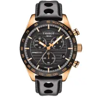 在飛比找Yahoo奇摩購物中心優惠-天梭 TISSOT PRS516 賽車風計時錶-黑x玫瑰金/