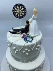 Funny Dart Player Bride and Groom Wedding cake topper
