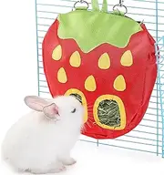 JanYoo Rabbit Hay Feeder Bag for Cage Guinea Pig Timothy Hay Dispenser Storage Manger Hanging Large Less Waste for Bunny
