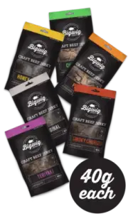 Beef Jerky Taster Bundle - 6 x 40g Packs - Try all 6 Flavours - Bigwig Jerky Co
