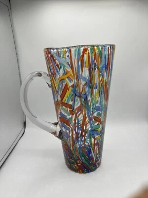 Pier 1 Confetti Multicolor Glass Pitcher with Handle