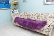Authentic Double Purple Sheepskin Carpet, Winter Home Decor Plush Bedside Sheep