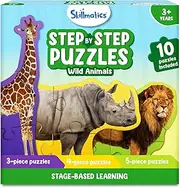 [Skillmatics] Step by Step Puzzles - 40 Piece Jigsaw & Toddler Puzzle, Montessori Educational Toy for Boys & Girls, Wild Animals, Travel Friendly, Gifts for Kids Ages 3, 4, 5 and Up