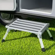 200KG Weisshorn Caravan Step Folding Aluminium Step Ladder Stool