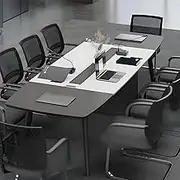 YQMHEZ Conference Table, People Training Seminar Table, Rectangle Meeting Table, Work Station Desk for Office Meeting Conference Room(White+Gray)