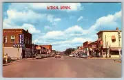Aitkin Minnesota Street View Coke Sign Classic Automobiles Vintage Postcard