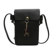 3Pcs Mini PU Leather Shoulder Bag Ladies Handbag Phone Case (Black)