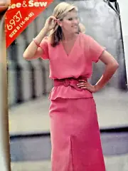 Top Shirt Skirt B 14 16 18 Butterick 6937 See & Sew Sewing Pattern V Neck Loose