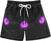 [RPLIFE] Kids Swim Trunks for Boys, Anti Chafe Swim Trunks Boys 2 T, Neon Eyes Purple