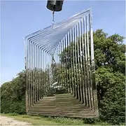 Wind Chimes 3D Round Rotating Wind Chimes Flowing-Light Effect Design Home Garden Decoration Outdoor Hanging Decor Gift Shiny Wind Spinners Wind Chimes Outdoor (Size : Silver Square Shape)