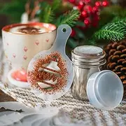 TRIXES Hot Chocolate Gift Set - 8PC Christmas Stencils - Chocolate Shaker for Cappuccino Coffee Cocoa Cinnamon Sugar -Shaker Cup - Assorted Festive Designs