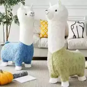 Cartoon Alpaca Stools Fleece Footstool Sofa Tea Stool for Indoor Living Room