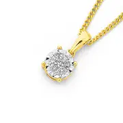 9ct Gold Diamond Cluster Pendant