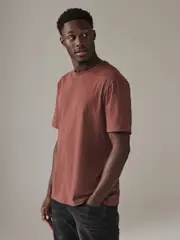 Brown Regular Fit Essential Crew Neck Cotton T-Shirt (N24882) | $15