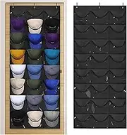 Over The Door Hat Rack - 24 Large Mesh Pockets|Door Hanging Cap Holder|Durable Cap Storage Bag Hanger Black