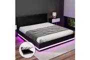 Artiss Bed Frame King Size LED Gas Lift Black LUMI