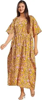 [Magic bedding] Kaftan Dress for Women, Loose Fit, Bohemian Beachwear Lightweight Beach Cover-Up Maxi Beach Dresses 100% Cotton Kaftan Dress for Women Plus Size