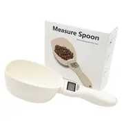 Multipurpose White 800G/0.1G Food Scale Kitchen Spoon Gram Measuring Spoon With LED Display, Has 5 Measurement units for Dispensing Coffee Beans, Milk, Spices, Fruit, Flour, Dog Food