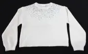 The Children's Place Girl's Sequin Sweater BL1 White Daisy Size 14 (XL) NWT