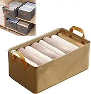Pickelect Storage Boxes, Cation Multi-Functional Folding Wardrobe, Jeans Storage Organizer for Closet, Ultra Space Clothes Drawer Organizer Closet with Handle, for Home Organizer (Yellow)