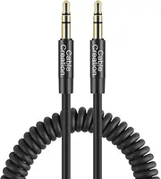 Aux Cord for Car (0.3-1.2M), Coiled 3.5mm Audio Cable Male to Male, 1/8 Auxiliary Stereo Aux Cable for 3.5mm DC Plug Port Device,Headphones,Car Stereos,Speaker,Black,1-4FT