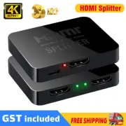 HDMI Splitter Amplifier 1 In 2 Out Video Duplicator 3D 4K HD Foxtel DVD 1/2 Set