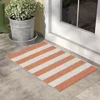 Door Mat Outdoor 24''x35'' and White Striped Rug, Front Door Rug 2'x3' Orange