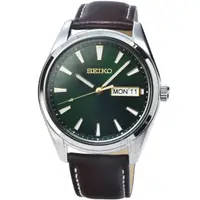 在飛比找momo購物網優惠-【SEIKO 精工】精工藍寶石時尚皮帶男錶-綠面(SUR44