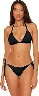 [BECCA] Women's Frills Tie Side Bikini Bottom, Cheeky Coverage, Swimwear Separates