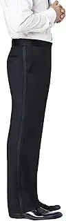 [Neil Allyn] Men's Flat Front Comfort Waist Satin Stripe Tuxedo Pants