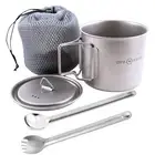 Bundle of Titanium Cookware Ultralight 18oz 550ml Cup Mug Long Spoon Spork