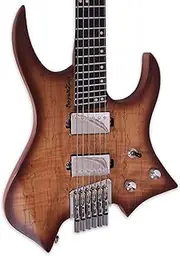 B0YA&ZIQI Headless Electric Guitar LIZARD-6,FANNED FRETS, Independently Adjustable Bridge,Split coil control,5-Piece Maple/Streaked Ebony Neck