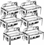 Chafing Dish-Buffet Set, 9 L, Isolated Heater, Rectangular Heater with A Visible Rolltop, Dining Tray, Waterfuel Shelf for Weddings, Parties, Banquets, Food ~