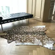 Sika Deer Print Faux Fur Area Rug Animal Skin Hide Pelt Floor Mat Carpet