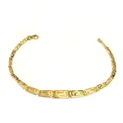 Sterling Silver 18 Karat Gold Overlay Plated Greek Key Bracelet, 7.5"