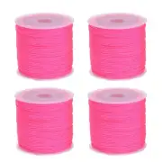 4 Rolls Nylon String Cord 45 Yards 0.8mm Nylon Cord Beading, Bright Rose Red