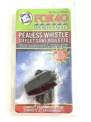 Fox 40 Pealess Whistle Black Micro + Lanyard Marine Safety NEW