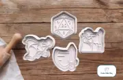 D&D Cookie Cutter & Embosser Stamps Set- Dungeon & Dragons Wizard- Sword- Shield