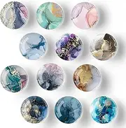 12 Pcs Glass Strong Magnets for Fridge,Marbling Crystal Fridge Magnets,Mini Refrigerator Magnets for Whiteboard Decorative Locker Magnet Dishwasher Magnet, Decor Gadgets for Office and Kitchen