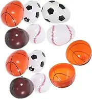 HIAKDOFT 12pcs Sports Themed Fillable Easter Eggs Openable Decorative Eggs for Easter Baskets Party Supplies Boys and Girls Assorted Football Basketball Baseball Designs