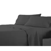 Gray Flat Fitted Sheet Set Bed Single KS Double Queen King