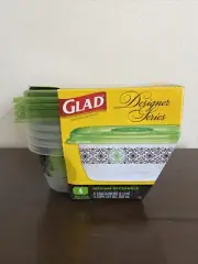 Glad Designer Series 4 Medium Rectangular 24oz Containers & Lids BPA Free